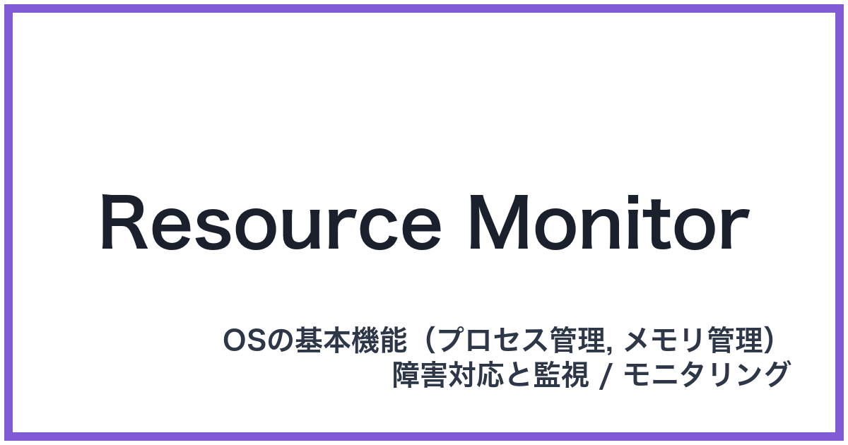 Resource Monitor(リソースモニター)