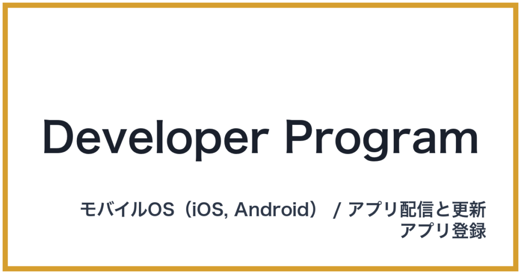 Developer Program（デベロッパープログラム）