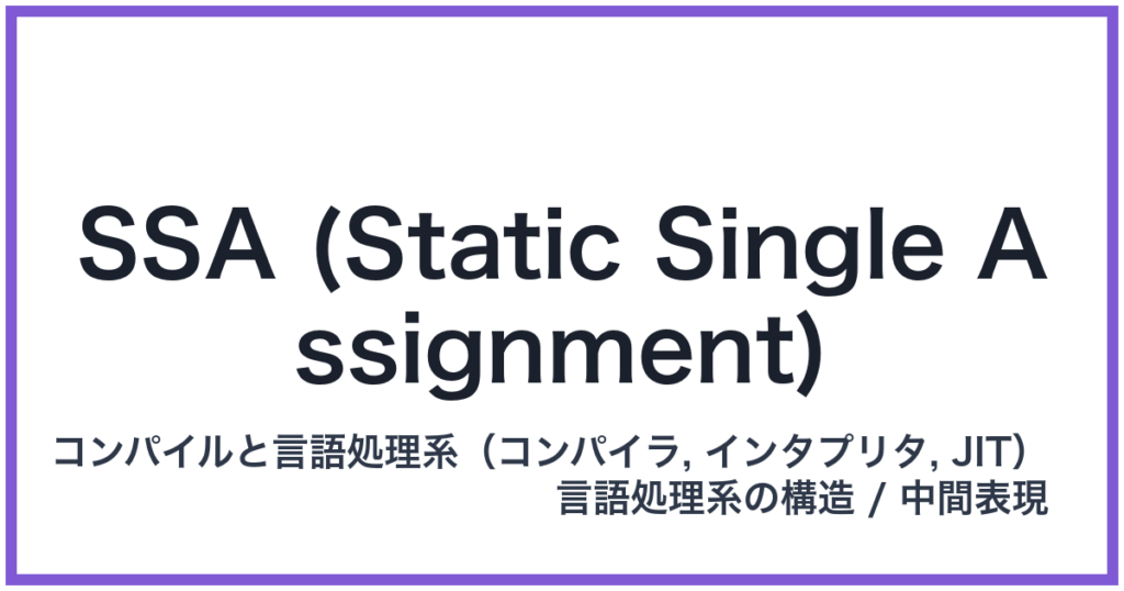 SSA (Static Single Assignment)（エスエスエー）